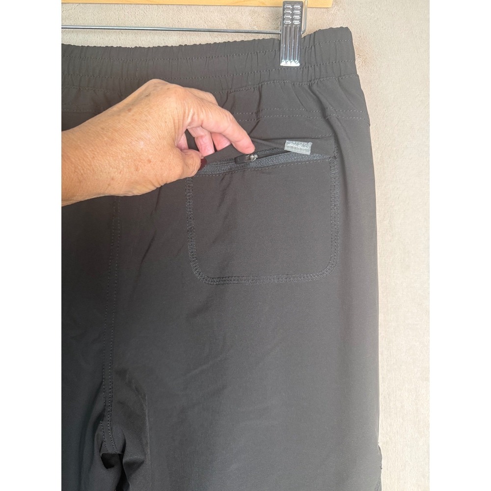 Eddie Bauer Fleece Lined Jogger Pants Women 8 Black Plaid Hiking Utility Cargo - Picture 13 of 13